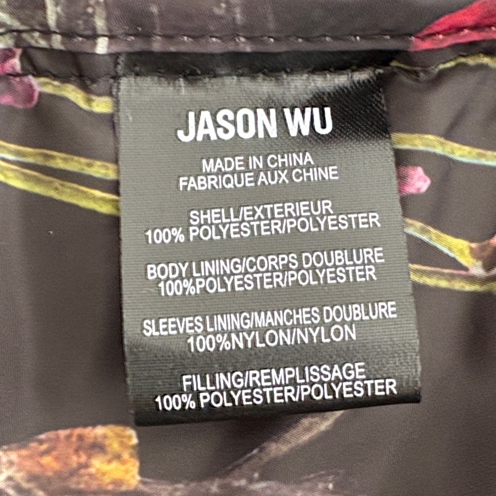 NWT Jason Wu Black Puffer Jacket with Floral Interior - Picture 9 of 11